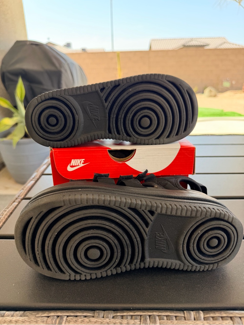 Nike Black Platform Sandals with Triple Straps - Picture 3 of 6